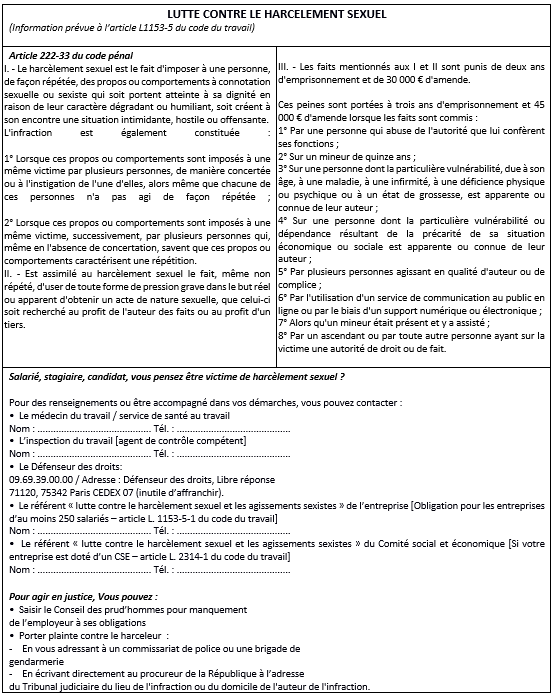 Affiche prévention harcèlement au travail